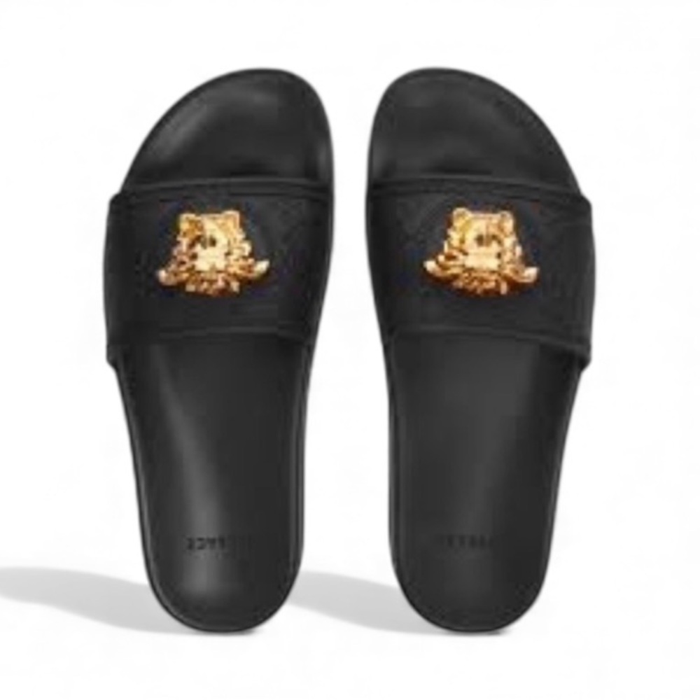 NIB Versace Women's Medusa Slide Sandals in Black/ Gold - Size 37 - Picture 3 of 16